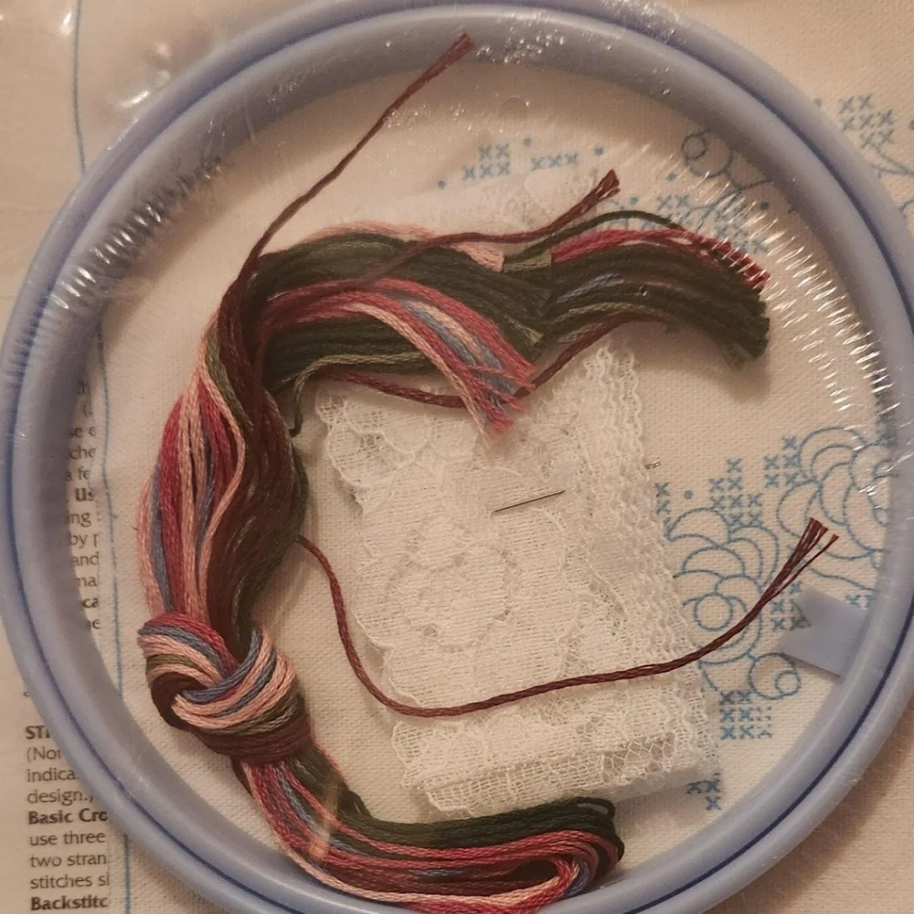 Vintage stamped embroidery needlepoint heart kit